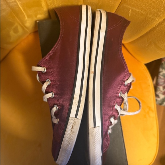 Burgundy Low-Top Satin Sneakers - Picture 2 of 4